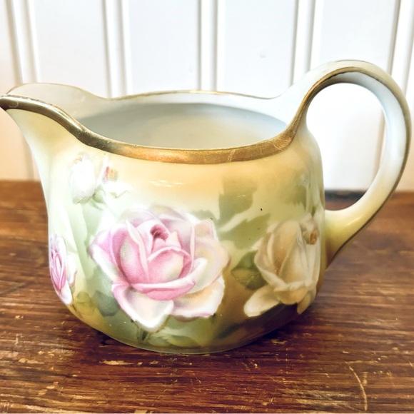 Vintage RS Germany Rose Cream Pitcher - beautiful Hand painted roses gold trim - Picture 1 of 6